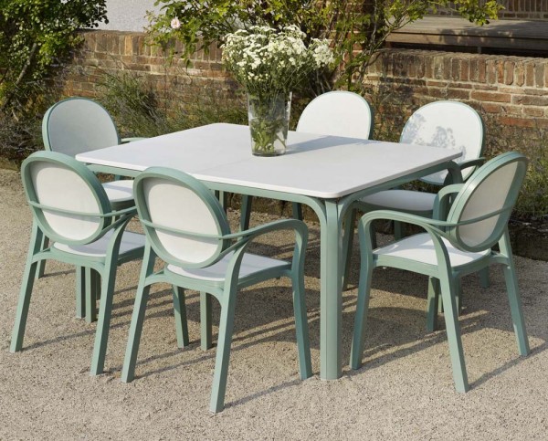 Lauro Table – edelweiss (700 x 1400) with Gemma Chairs