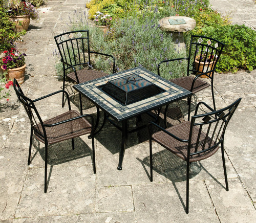 Miranda Fire Pit Table (820 x 820 mm) with Murcia Chairs