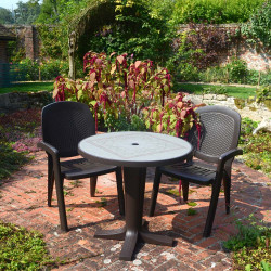 Marte 78 Coffee with Creta wicker effect chairs