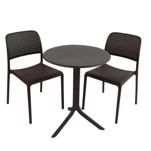 STEP Table with 2 BISTROT Chair Set Coffee WG1 1