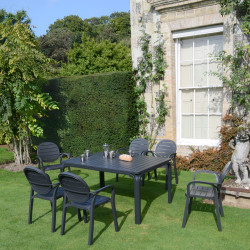 Alloro anthracite table with Palma chairs