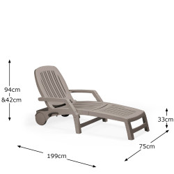VULCANO Lounger Turtle Dove dimension MS1
