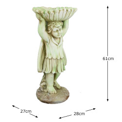 FLOWER FAIRY Birdbath 61cm Tinted Stone Effect Dimension MS1