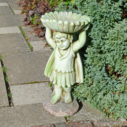 FLOWER FAIRY Birdbath 61cm Tinted Stone Effect LS1