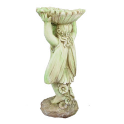 FLOWER FAIRY Birdbath Tinted Stone Effect