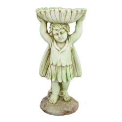 FLOWER FAIRY Birdbath Tinted Stone Effect