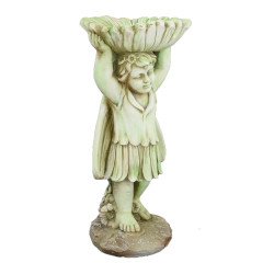 FLOWER FAIRY Birdbath Tinted Stone Effect