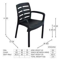 SIENA Chair Anthracite Dimension MS1
