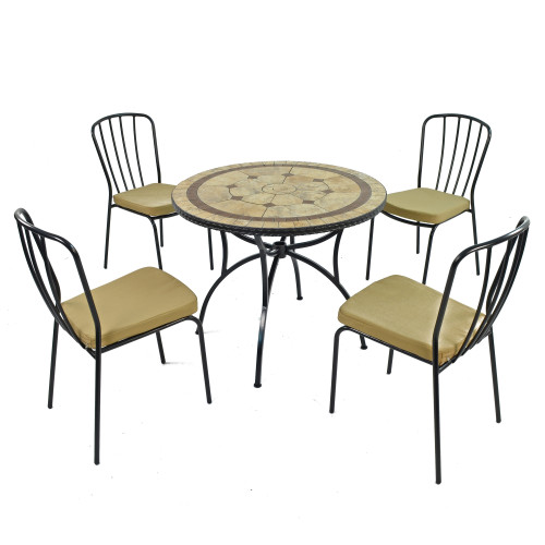 RICHMOND 91cm Patio with 4 MILAN Chairs Set WS1
