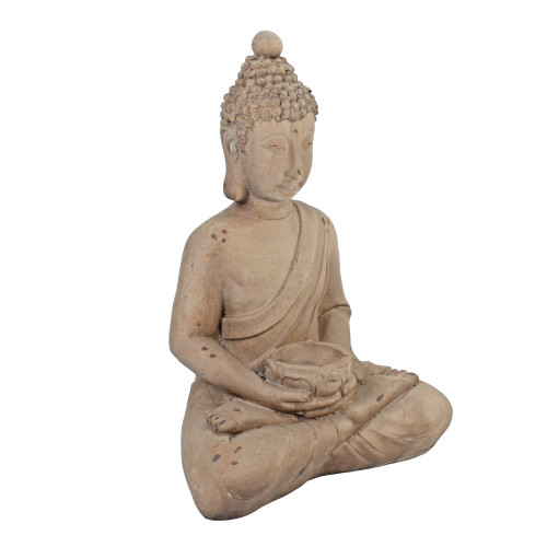 BUDDHA Sitting 42cm Weathered Stone Effect Profile WS1