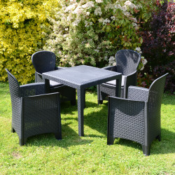 SALERNO SQUARE Table with 4 SICILY Chairs Set Anthracite LG1