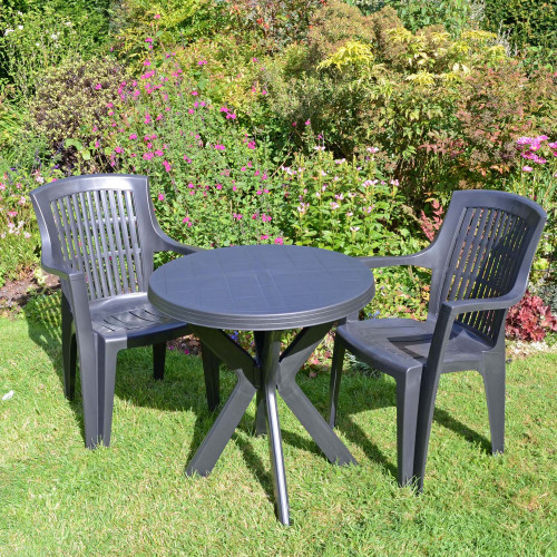 TIVOLI Table with 2 PARMA Chairs Set Anthracite LG1
