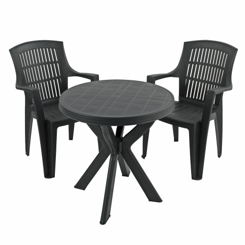 TIVOLI Table with 2 PARMA Chairs Set Anthracite WG1