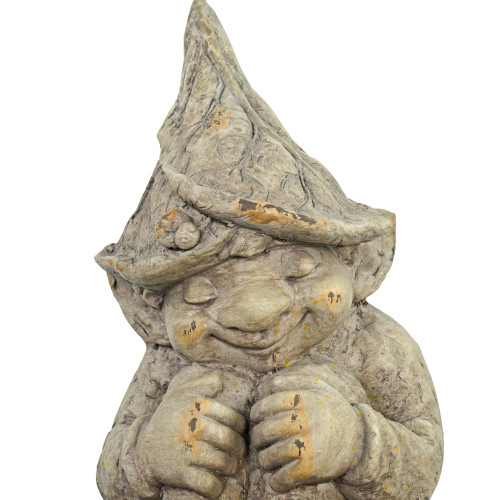 GNOME Sitting 36cm Weathered Stone Effect Detail WD6