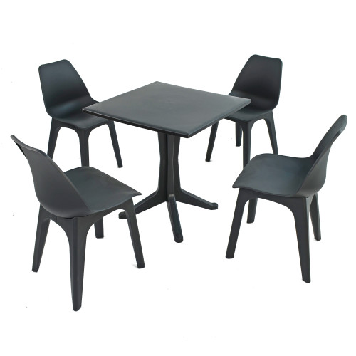 ANTHRACITE PONENTE Dining Table with 4 EOLO Chairs Set WS2