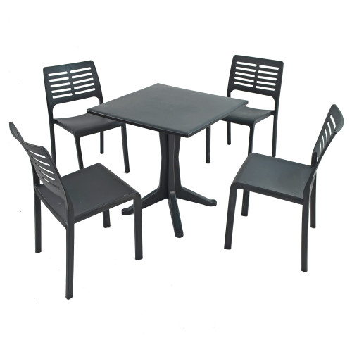 ANTHRACITE PONENTE Dining Table with 4 MISTRAL Chairs Set WS1
