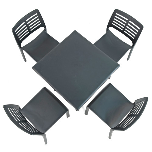 ANTHRACITE PONENTE Dining Table with 4 MISTRAL Chairs Set WS2