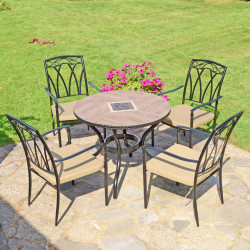 HASLEMERE 91cm Patio with 4 ASCOT Chairs Set LG1