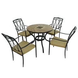 HASLEMERE 91cm Patio with 4 ASCOT Chairs Set WG1
