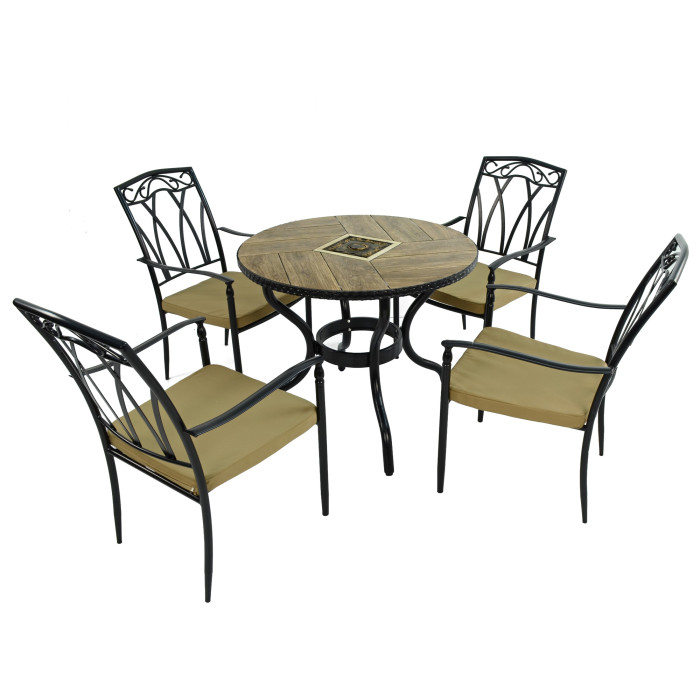 HASLEMERE 91cm Patio with 4 ASCOT Chairs Set WG1