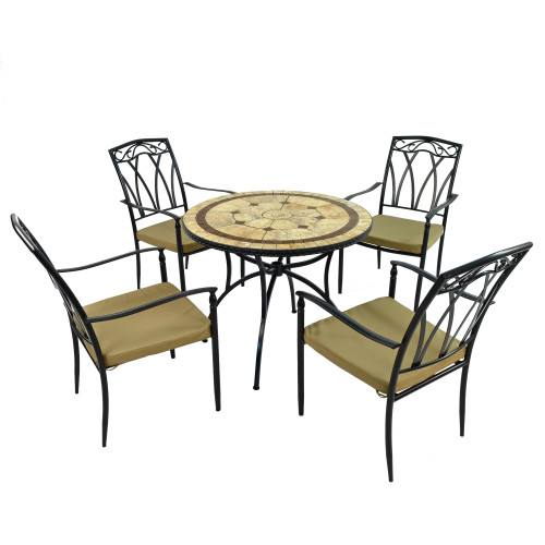 RICHMOND 91cm Patio with 4 ASCOT Chairs Set WG1