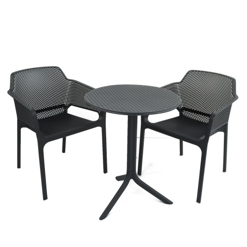 STEP Table with 2 NET Chair Set Anthracite WG1
