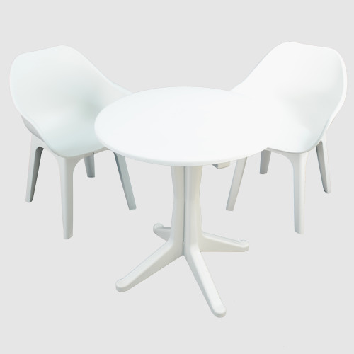 WHITE LEVANTE Dining Table with 2 GHIBLI Chairs GG1