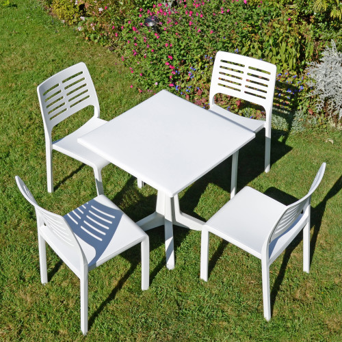 WHITE PONENTE Dining Table with 4 MISTRAL Chairs LS1