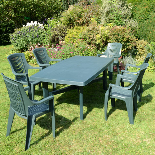TRAPANI Table with 6 PARMA Chairs Set Green LG1 1