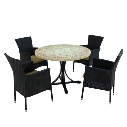 PROVENCE Dining Table with 4 STOCKHOLM Black Chairs Set WG1