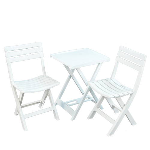 BORETTO Folding Table with 2 BRESCIA Chairs Set White WG3
