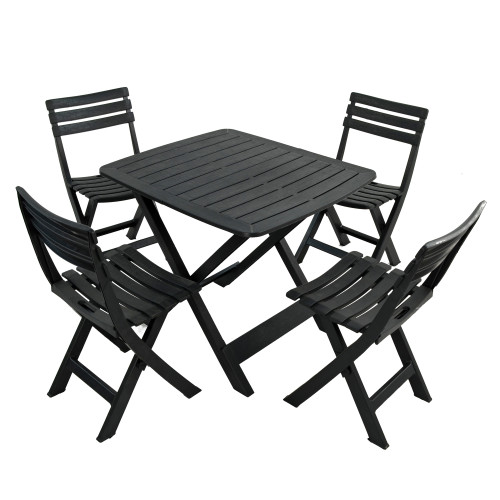 BRESCIA Folding Table with 4 BRESCIA Chairs Set Anthracite WG1