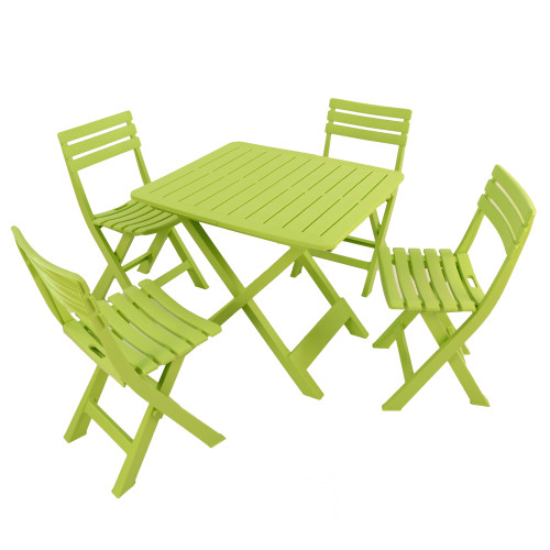 BRESCIA Folding Table with 4 BRESCIA Chairs Set Lime WG1
