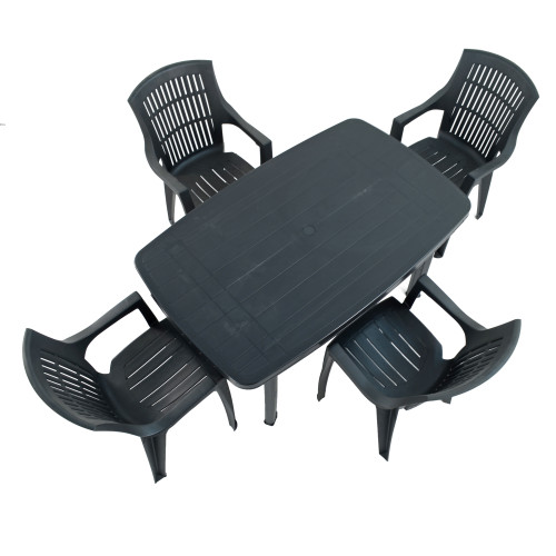 RIMINI Rectangular Table with 4 PARMA Chairs Set Anthracite WG2