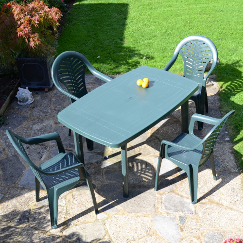 RIMINI Rectangular Table with 4 PINETO Chairs Set Green LG2