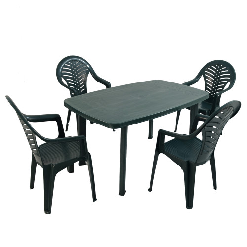 RIMINI Rectangular Table with 4 PINETO Chairs Set Green WG1