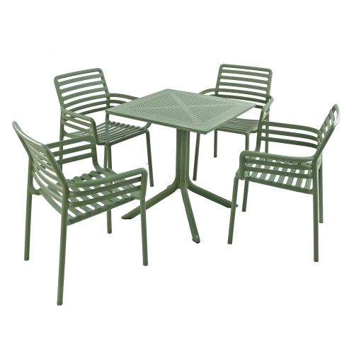 CLIP 70cm Table with 4 DOGA Chair Set Olive WG2