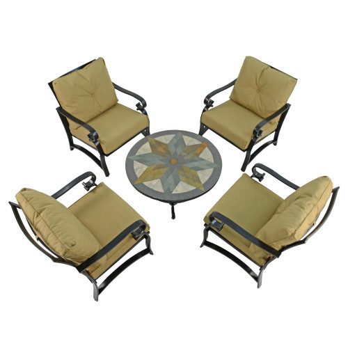 MONTILLA 91cm COFFEE Table with 4 WINDSOR DELUXE LOUNGE Chair Set WG2
