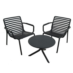 STEP LOW Table with 2 DOGA RELAX Chair Set Anthracite WG1