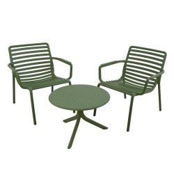 STEP LOW Table with 2 DOGA RELAX Chair Set Olive WG1