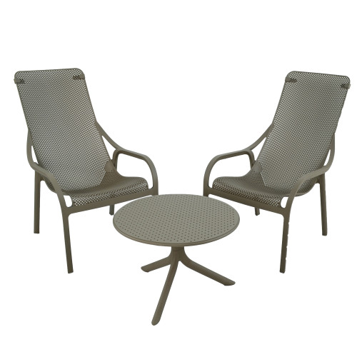 STEP LOW Table with 2 NET LOUNGE Chair Set Turtle Dove WG1