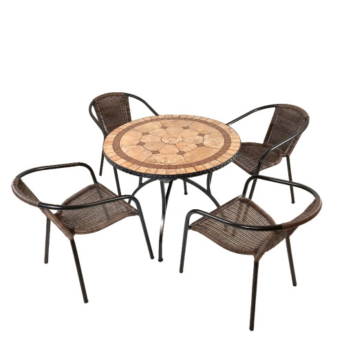 RICHMOND 91cm Patio with 4 San Remo Chairs Set [WS2]