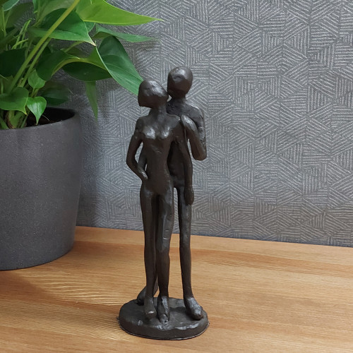 [01] AI 323 ~ COUPLE IN EMBRACE Elur Iron Figurine 18cm Mocha