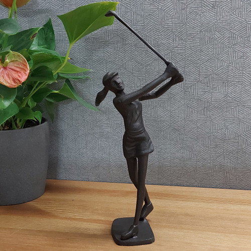 [01] AI 441 ~ GOLFER LADY Elur Iron Figurine 29cm Mocha