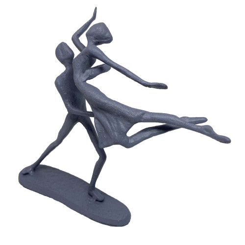 [02] AI 283 ~ DANCING COUPLE IN LIFT Elur Iron Figurine 17cm Grey Shimmer