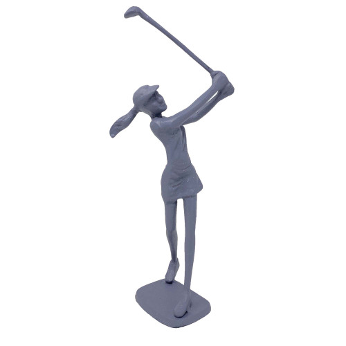[02] AI 431 ~ GOLFER LADY Elur Iron Figurine 29cm Grey Shimmer