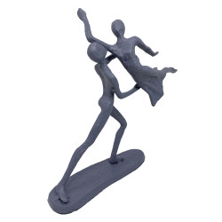 [03] AI 283 ~ DANCING COUPLE IN LIFT Elur Iron Figurine 17cm Grey Shimmer