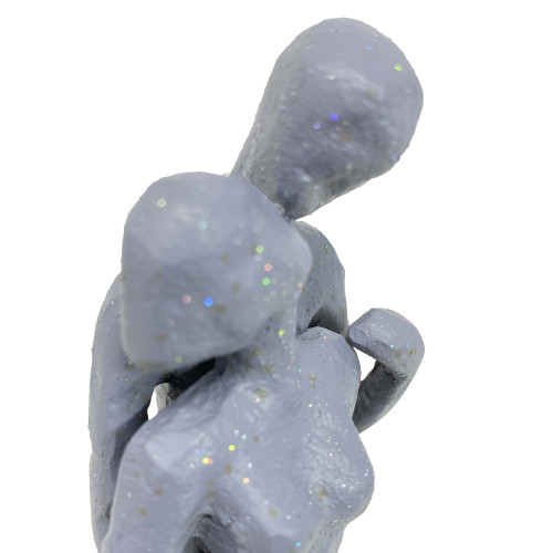[05] AI 223 ~ COUPLE IN EMBRACE Elur Iron Figurine 18cm Grey Shimmer