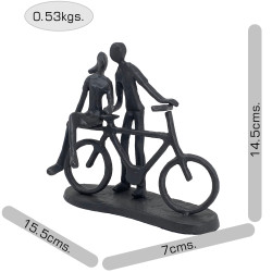 [10] AI 325 ~ COUPLE WITH BICYCLE Elur Iron Figurine 14cm Mocha