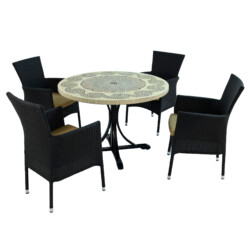 Avignon Dining Table With 4 Stockholm Black Chair Set [picture 03] a white background image